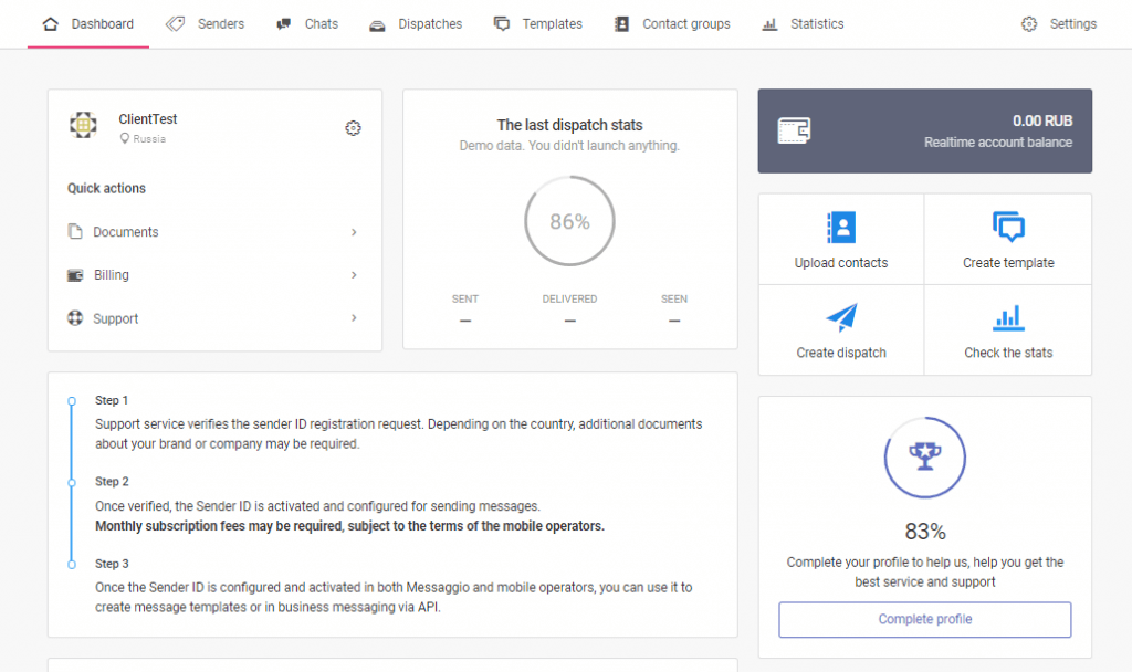 Messaggio dashboard 1