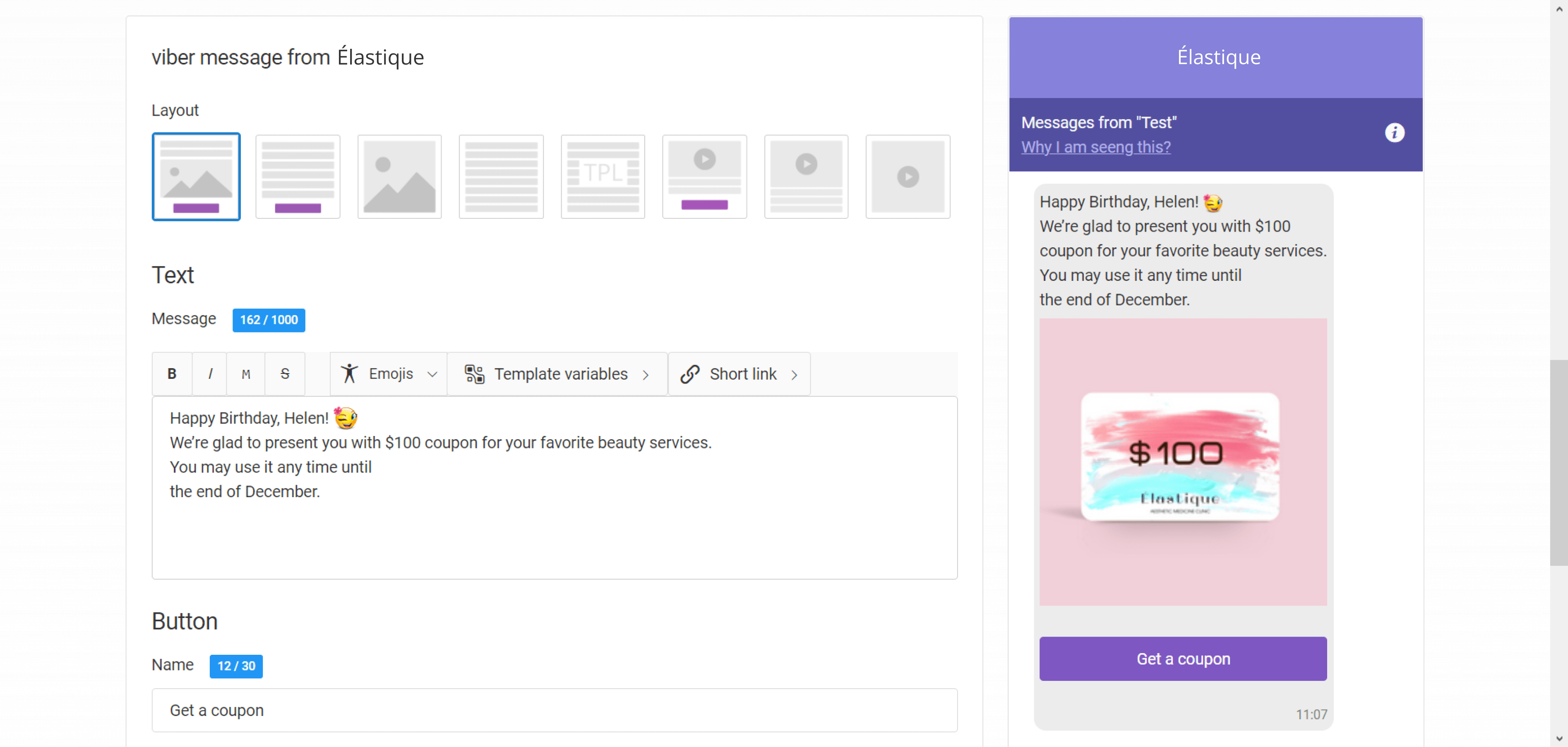 Creating a Viber Message Template in Messaggio