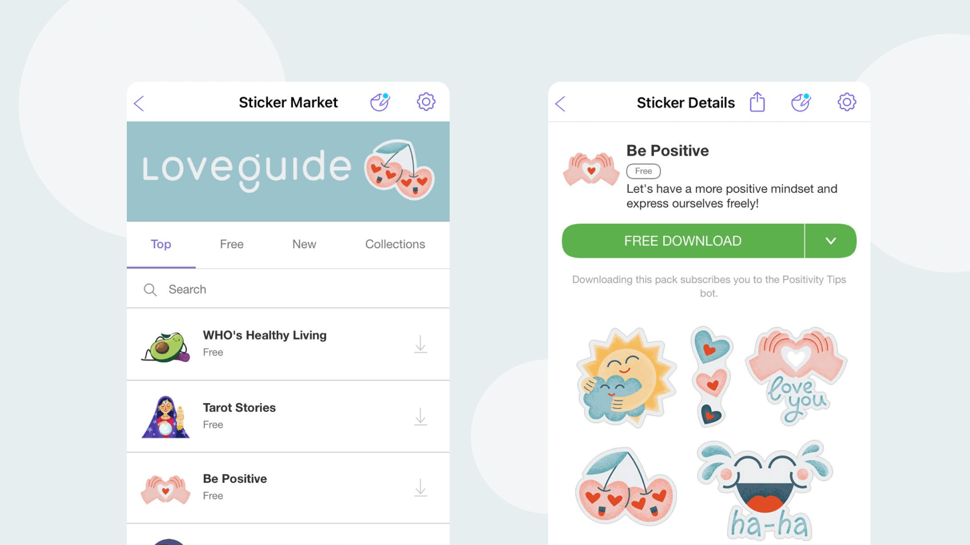 Viber Sticker Market and stickerpack example