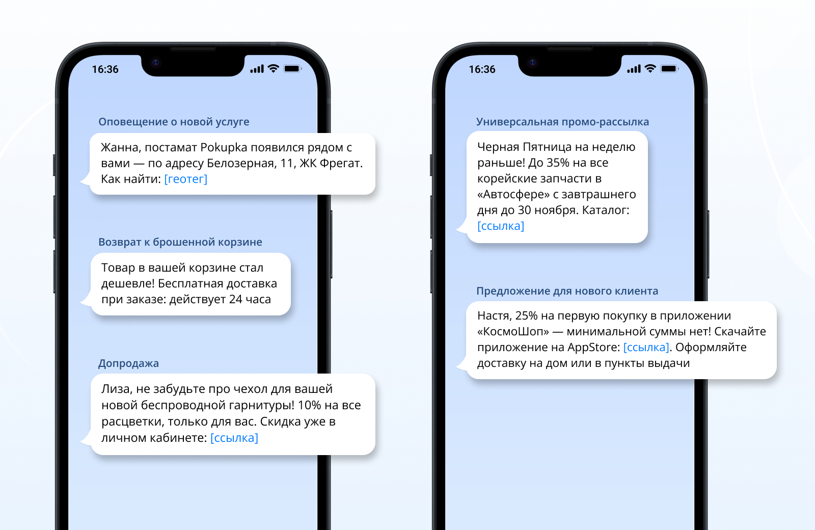 Примеры SMS-рассылок