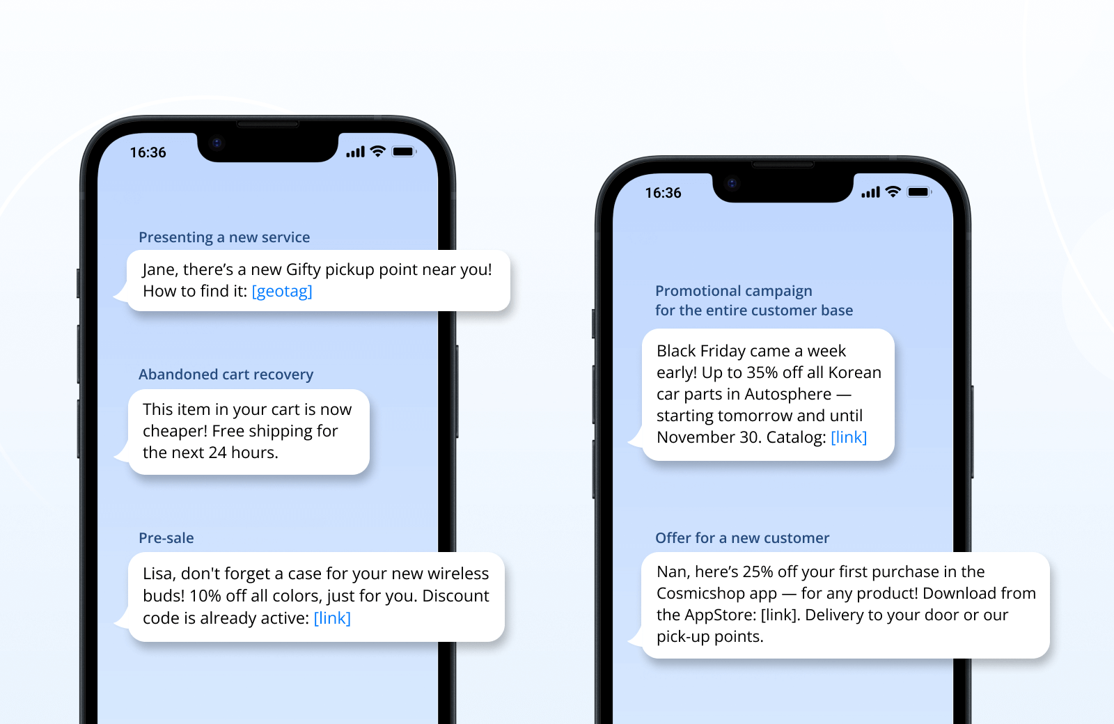 Examples of SMS campaigns