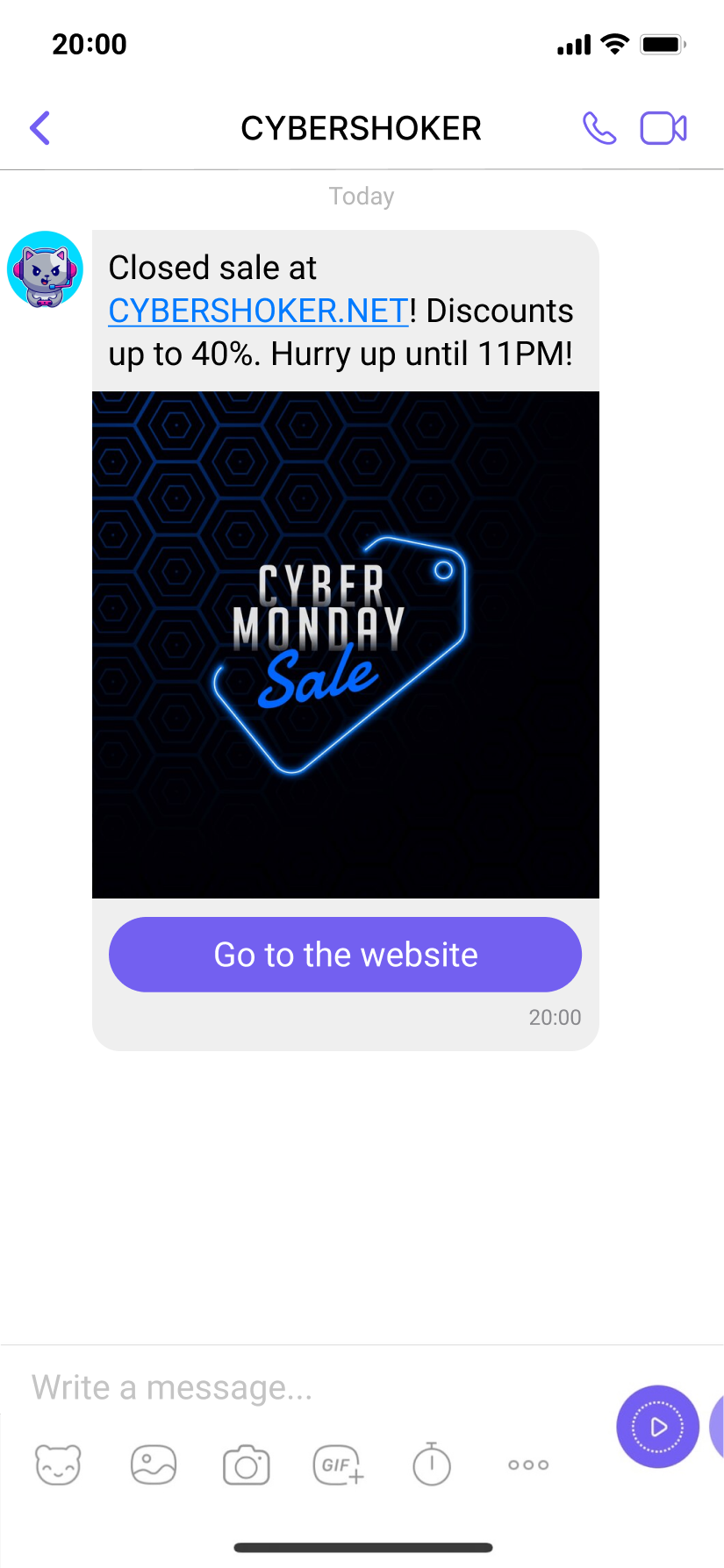 Viber business messages (example)